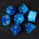 Royal Blue Cat’s Eye Stone Dice Set – Handcrafted Luxury Gemstone RPG Dice for D&D, Pathfinder & Collectors